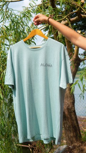Tričko - Aloha in me (Farba svetlučká tyrkysová) - Veľkosť: OVERSIZE LARGE